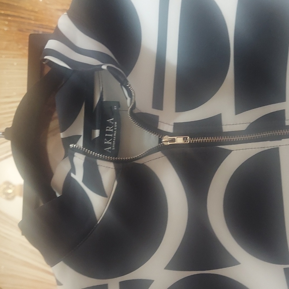 AKIRA Black and White Geometric Bomber Jacket - Picture 5 of 9
